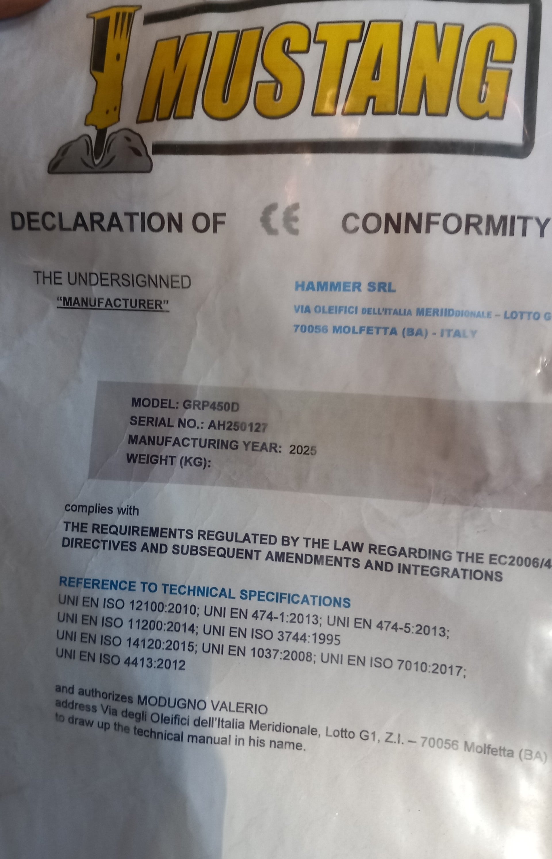 Mustang GRP450D Grabbi